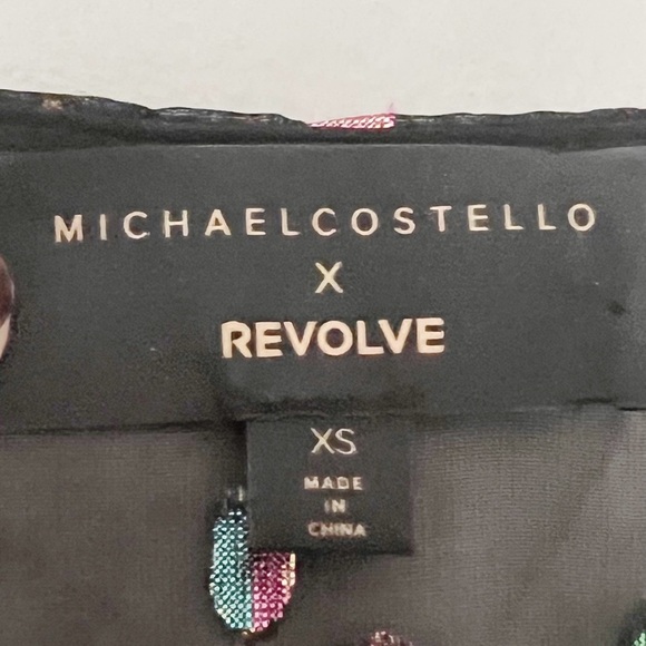 2/25 Revolve x Michael Costello Dot Dress Fringe Black Sheer Kimono Gypsy - Picture 4 of 4